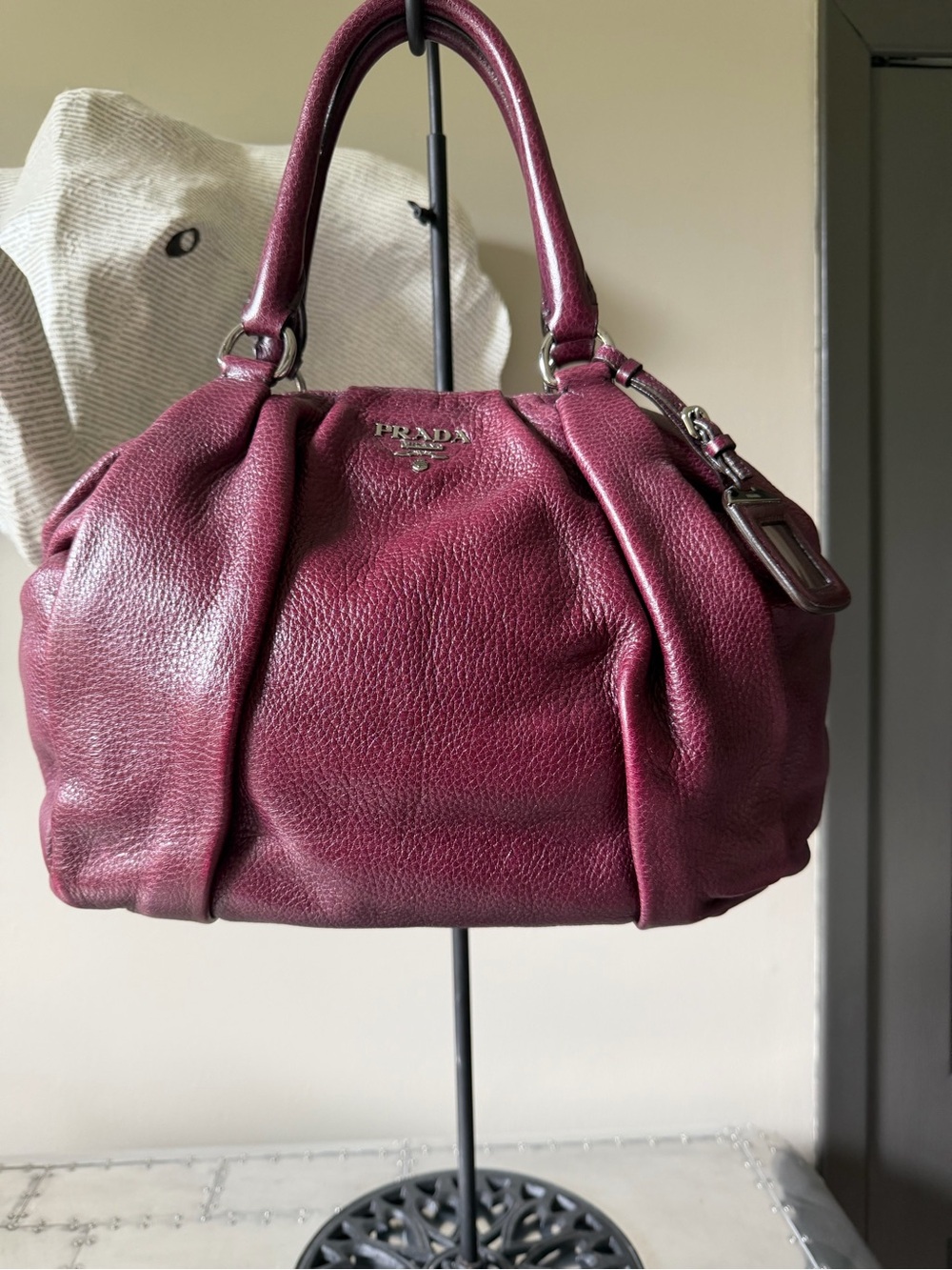Prada Women's Burgundy Plum Leather Satchel